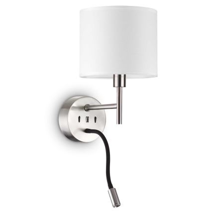 Ideal Lux - LED Гъвкав лампа с монтаж SET UP 1xE27/42W + LED/3W/230V CRI 90 USB лъскав хром