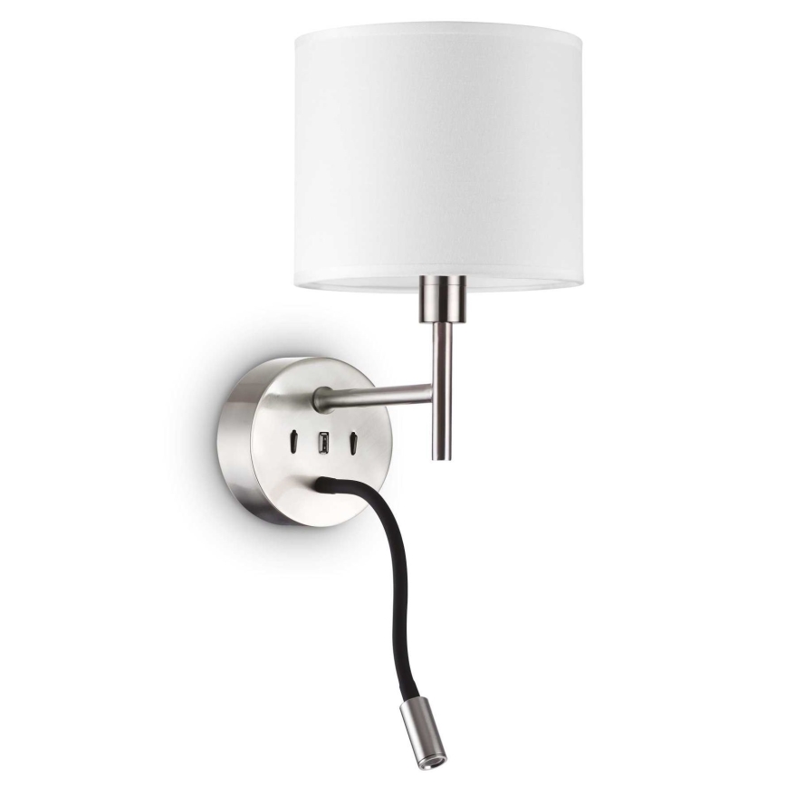 Ideal Lux - LED Гъвкав лампа с монтаж SET UP 1xE27/42W + LED/3W/230V CRI 90 USB лъскав хром