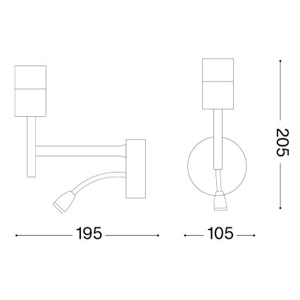 Ideal Lux - Гъвкава LED лампа с монтажен комплект SET 1xE27/42W + LED/3W/230V CRI 90 USB златисто