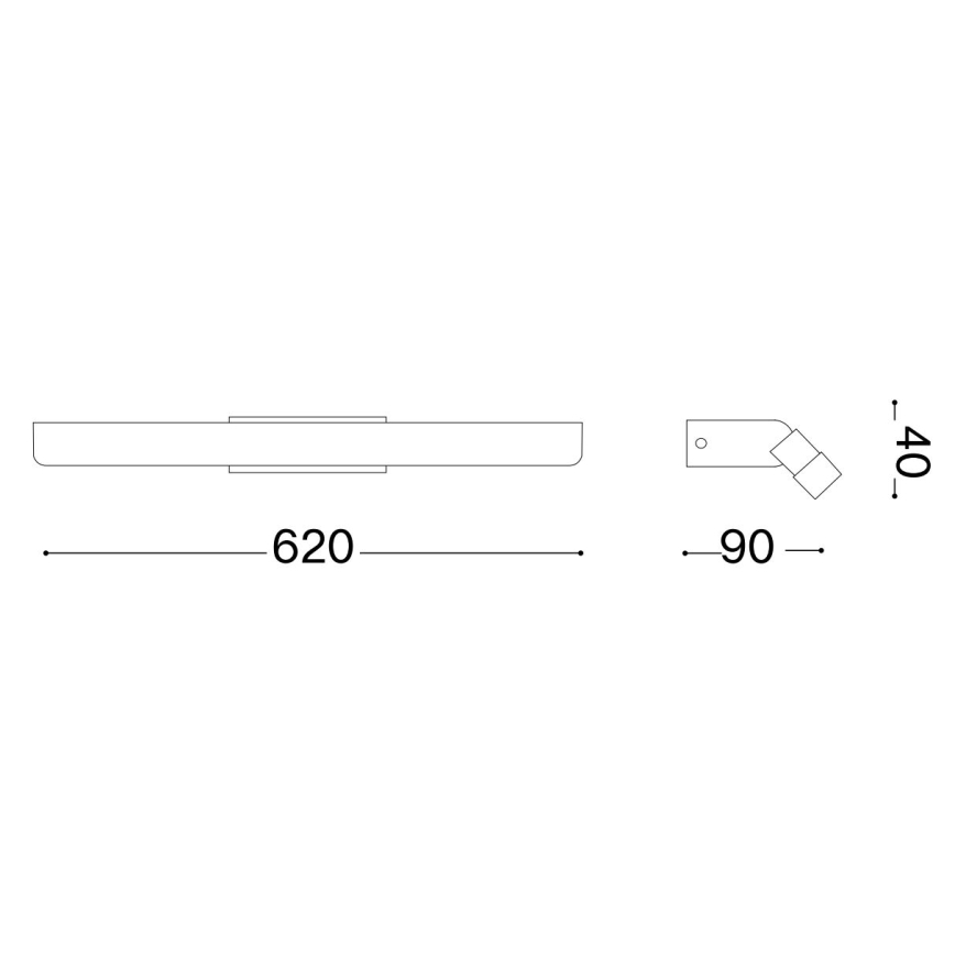 Ideal Lux - LED Лампа за огледало в баня RIFLESSO LED/16W/230V 62 см CRI 90 IP54 черен