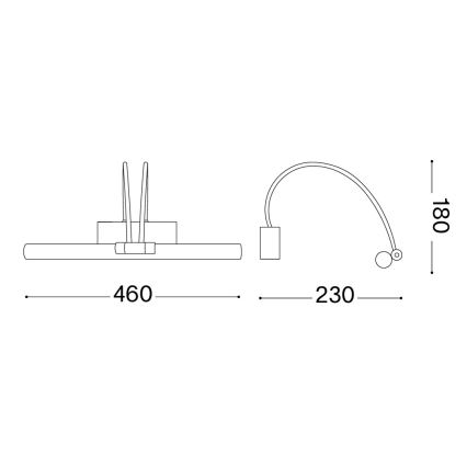 Ideal Lux - LED Лампа за картина BOW LED/4,6W/230V 46 см CRI 90 златист