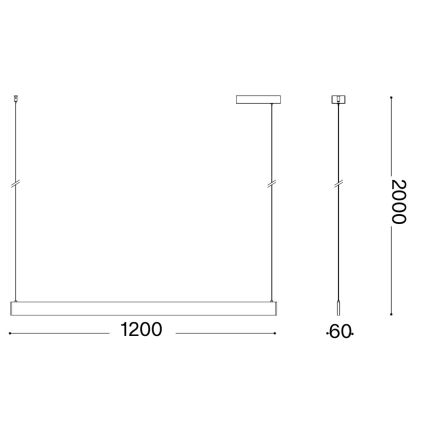 Ideal Lux - LED люстра на кабел DESK ACCENT LED/36W/230V CRI 90 120 cm черна