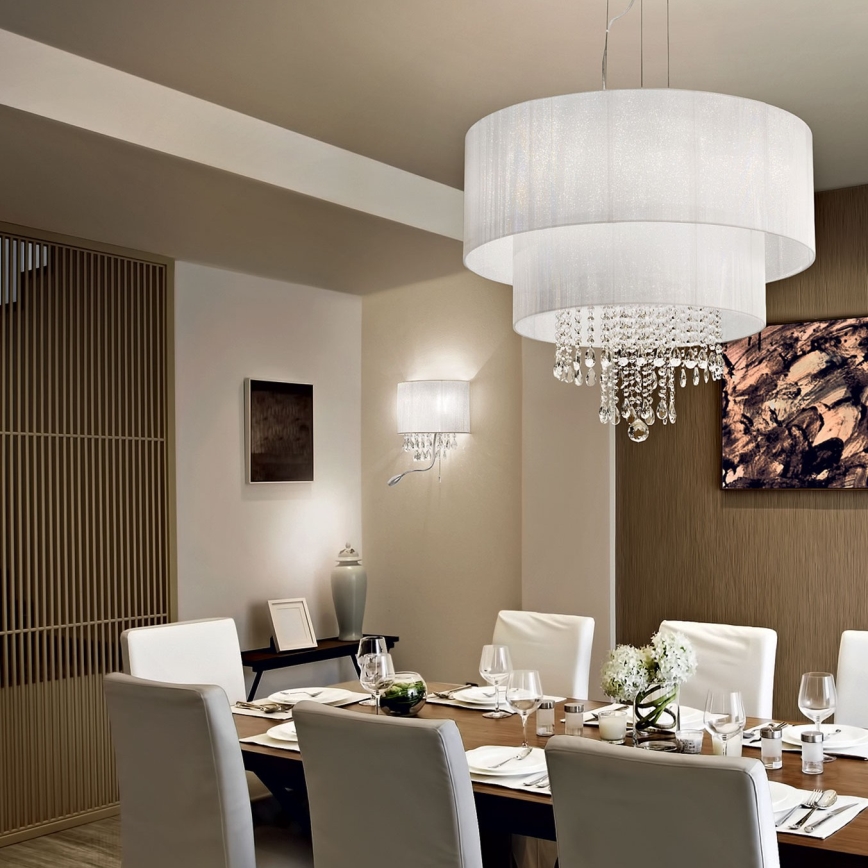 Ideal Lux - LED кристален стенен аплик OPERA, 2xE14/40W/230V + LED/1W, бял