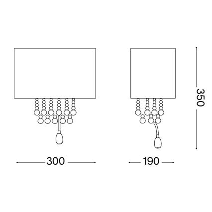 Ideal Lux - LED кристален стенен аплик OPERA, 2xE14/40W/230V + LED/1W, бял