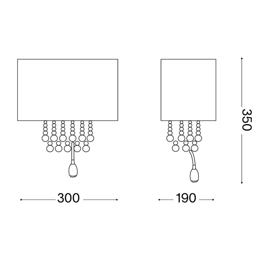Ideal Lux - LED кристален стенен аплик OPERA, 2xE14/40W/230V + LED/1W, бял