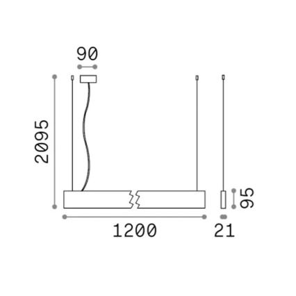Ideal Lux - LED пендант на кабел STEEL LED/29W/230V 3000K CRI 90 120 cm черен