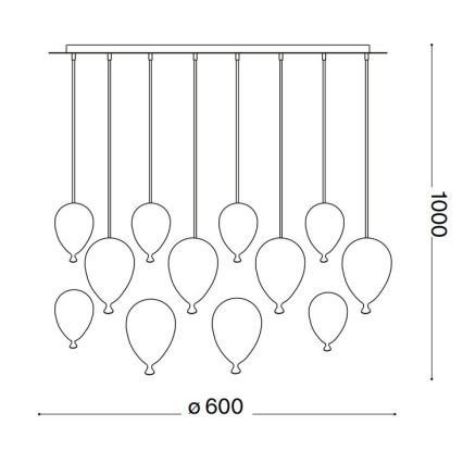 Ideal Lux - LED Пендел CLOWN 12xG9/3W/230V Ø 60 см цветен