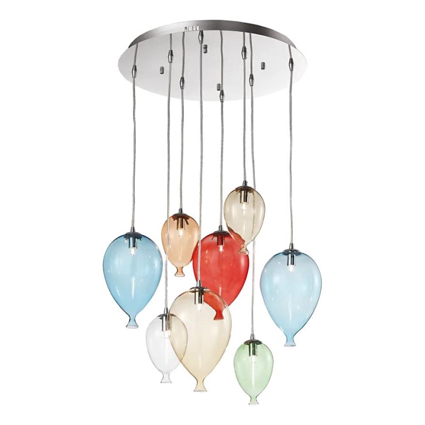 Ideal Lux - LED Пендел CLOWN 8xG9/3W/230V Ø 50 см цветен