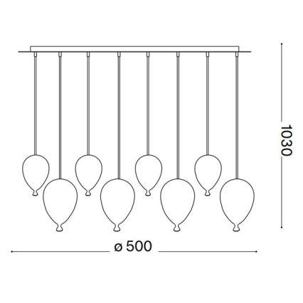 Ideal Lux - LED Пендел CLOWN 8xG9/3W/230V Ø 50 см цветен