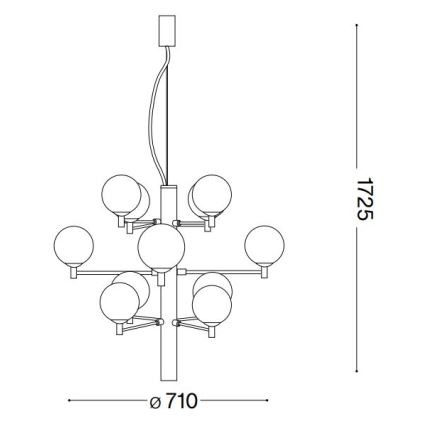 Ideal Lux - LED Пендел COPERNICO 12xG9/3W/230V Ø 71 см черен