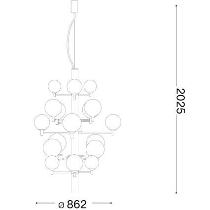 Ideal Lux - LED Пендел COPERNICO 20xG9/3W/230V Ø 86 см черен