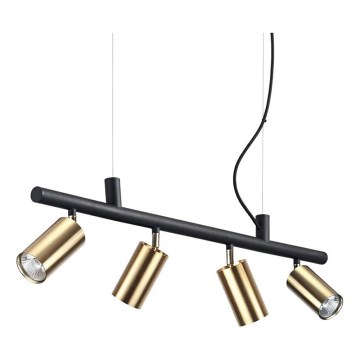 Ideal Lux - LED Пендел DYNAMITE 4xGU10/7W/230V CRI 90 черен/месинг