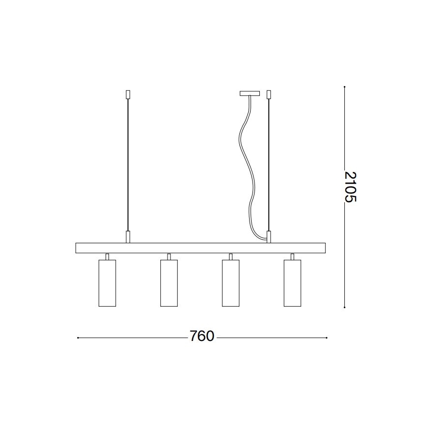Ideal Lux - LED Пендел DYNAMITE 4xGU10/7W/230V CRI 90 черен/месинг