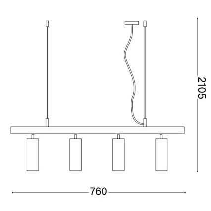 Ideal Lux - LED Пендел DYNAMITE 4xGU10/7W/230V CRI 90 черен/месинг