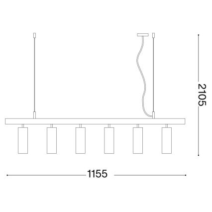 Ideal Lux - LED Пендел DYNAMITE 6xGU10/7W/230V CRI 90 черен