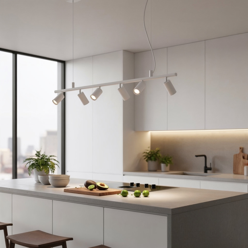 Ideal Lux - LED Пендел DYNAMITE 6xGU10/7W/230V CRI 90 бял