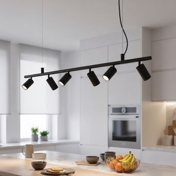 Ideal Lux - LED Пендел DYNAMITE 6xGU10/7W/230V CRI 90 черен