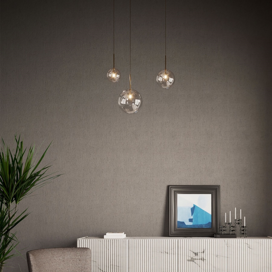Ideal Lux - LED Пендел EQUINOXE 1xG4/2W/230V Ø 15 см месинг/опушен