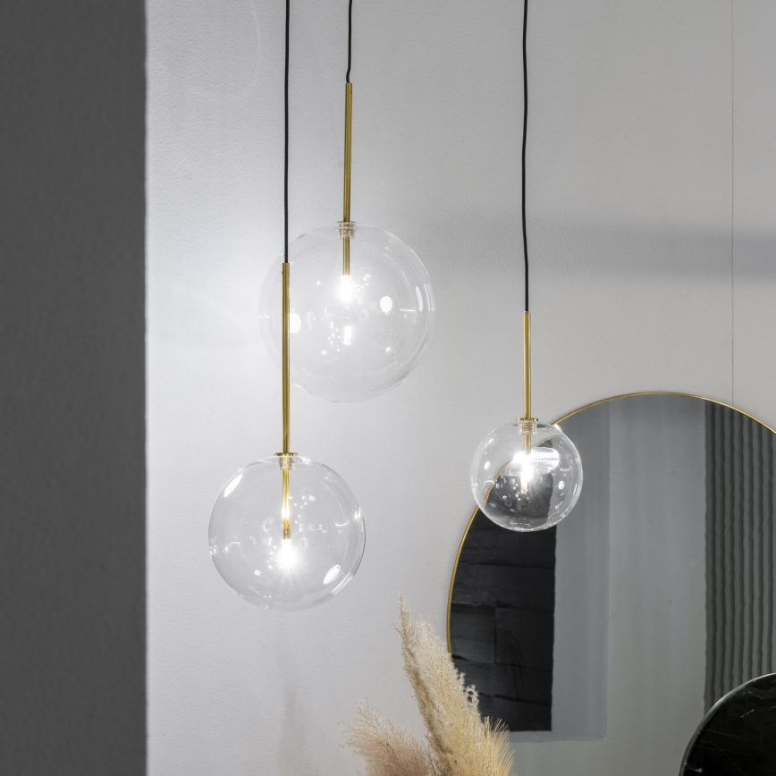 Ideal Lux - LED Пендел EQUINOXE 1xG4/2W/230V Ø 15 см месинг/прозрачен