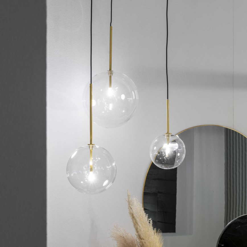 Ideal Lux - LED Пендел EQUINOXE 1xG4/2W/230V Ø 15 см месинг/прозрачен