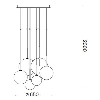 Ideal Lux - LED Пендел EQUINOXE 6xG4/2W/230V Ø 65 см лъскав хром/опушен