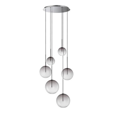 Ideal Lux - LED Пендел EQUINOXE 6xG4/2W/230V Ø 65 см лъскав хром/опушен