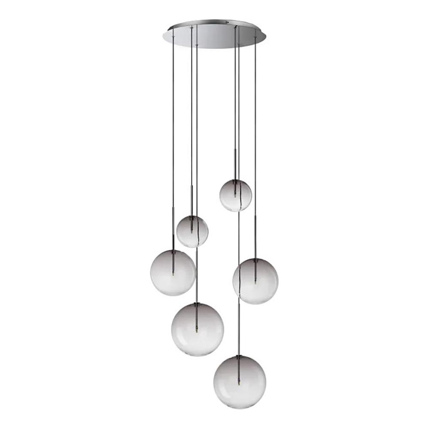 Ideal Lux - LED Пендел EQUINOXE 6xG4/2W/230V Ø 65 см лъскав хром/опушен