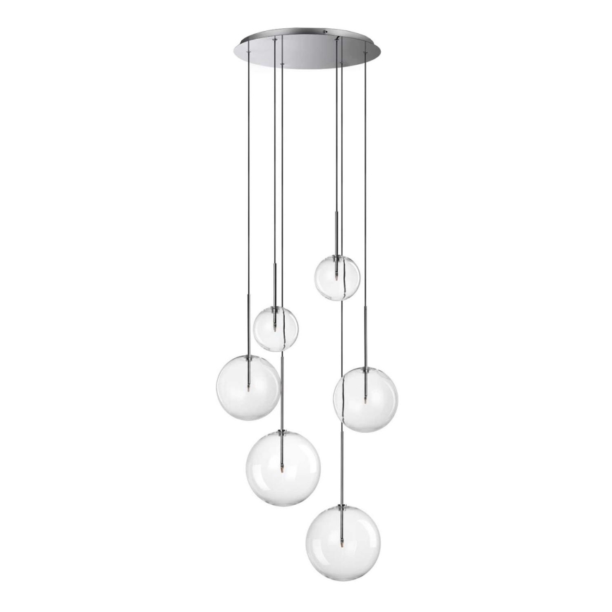 Ideal Lux - LED Пендел EQUINOXE 6xG4/2W/230V Ø 65 см лъскав хром/прозрачен