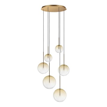 Ideal Lux - LED Пендел EQUINOXE 6xG4/2W/230V Ø 65 см месинг/опушен