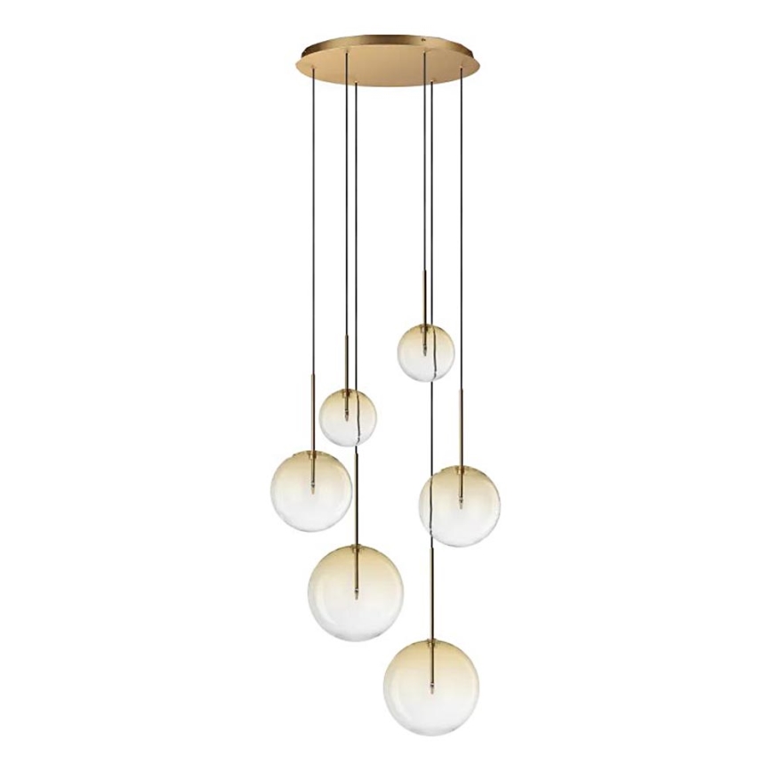 Ideal Lux - LED Пендел EQUINOXE 6xG4/2W/230V Ø 65 см месинг/опушен