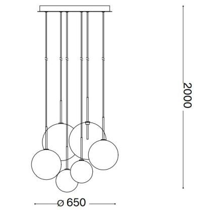 Ideal Lux - LED Пендел EQUINOXE 6xG4/2W/230V Ø 65 см месинг/опушен