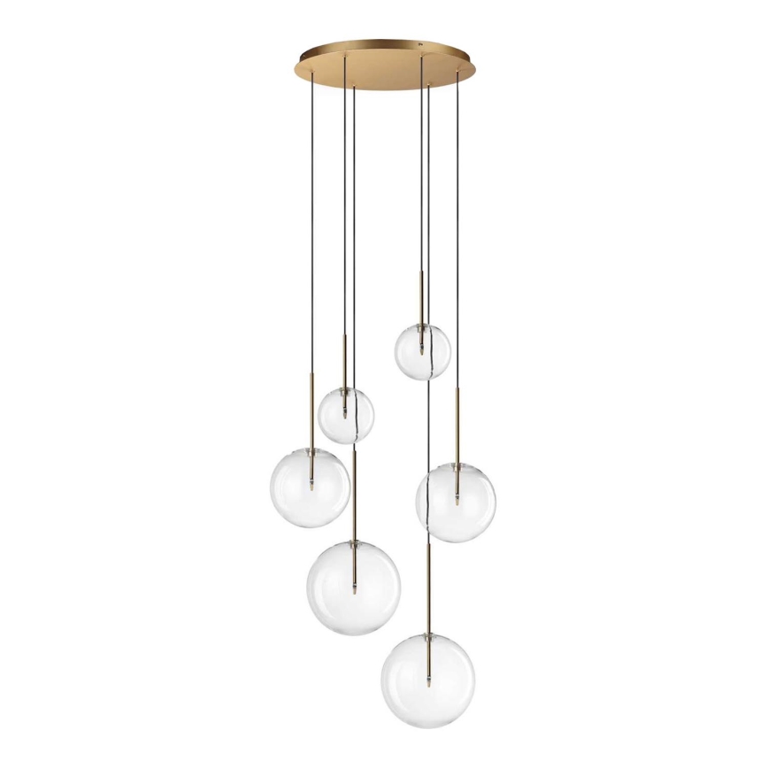 Ideal Lux - LED Пендел EQUINOXE 6xG4/2W/230V Ø 65 см месинг/прозрачен
