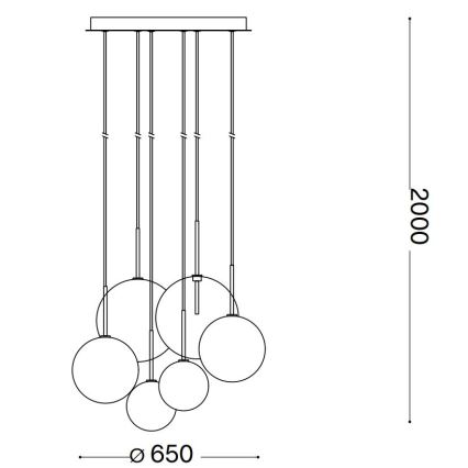 Ideal Lux - LED Пендел EQUINOXE 6xG4/2W/230V Ø 65 см месинг/прозрачен