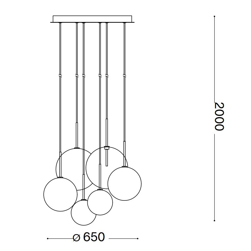 Ideal Lux - LED Пендел EQUINOXE 6xG4/2W/230V Ø 65 см месинг/прозрачен