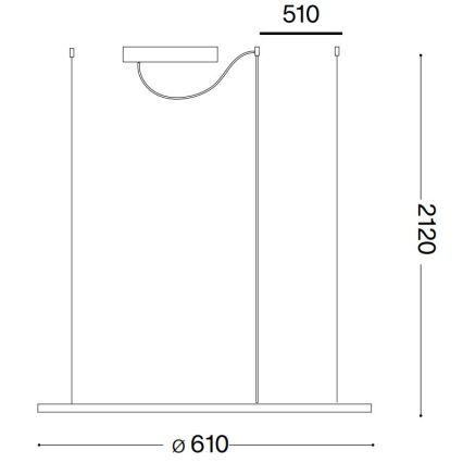 Ideal Lux - LED Пендел HULAHOOP LED/28W/230V 3000K Ø 61 см CRI 90 бял