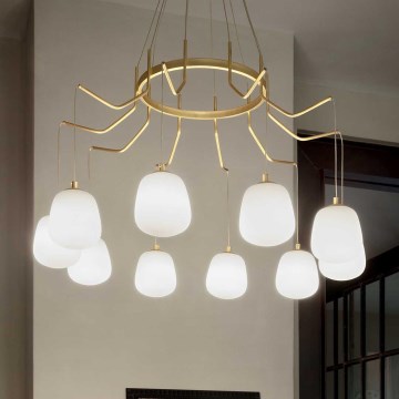 Ideal Lux - LED Пендел KAROUSEL 10xG9/3W/230V Ø 82,5 см месинг