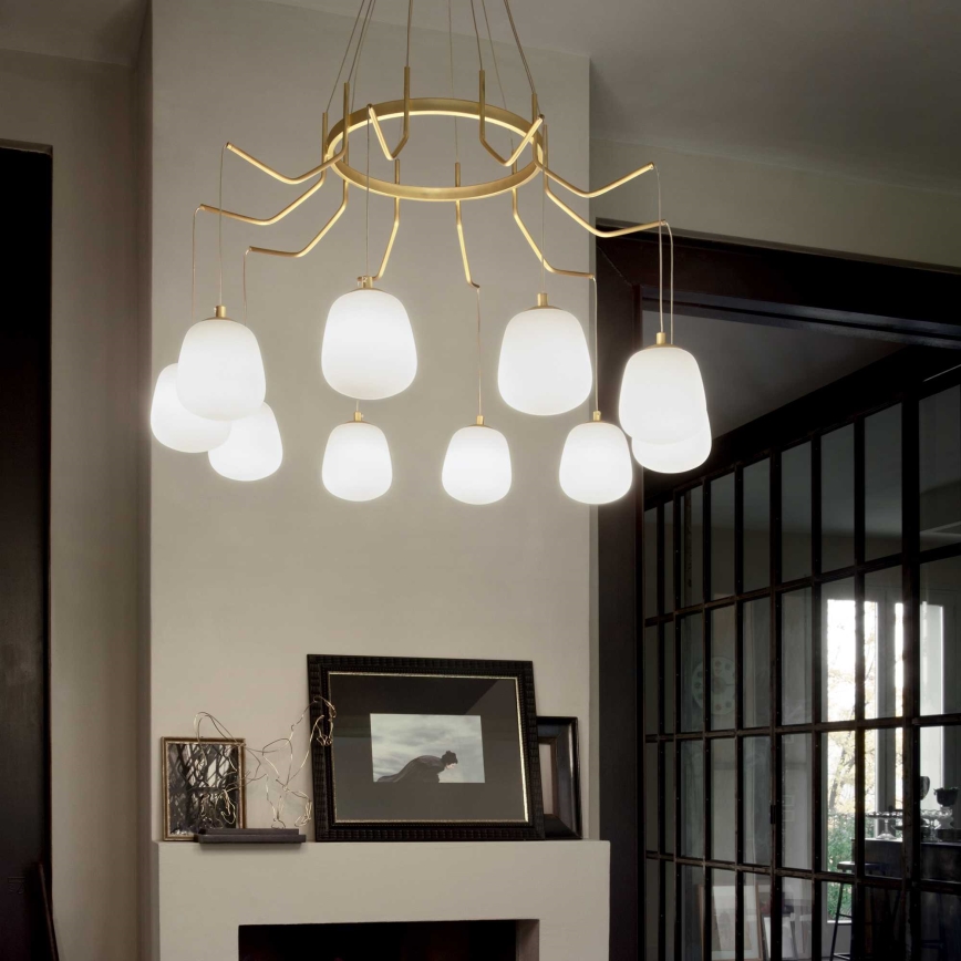 Ideal Lux - LED Пендел KAROUSEL 10xG9/3W/230V Ø 82,5 см месинг