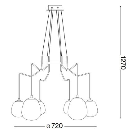 Ideal Lux - LED Пендел KAROUSEL 6xG9/3W/230V Ø 72 см месинг