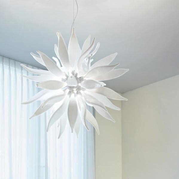 Ideal Lux - LED Пендел LEAVES 12xG9/3W/230V Ø 80 см бял