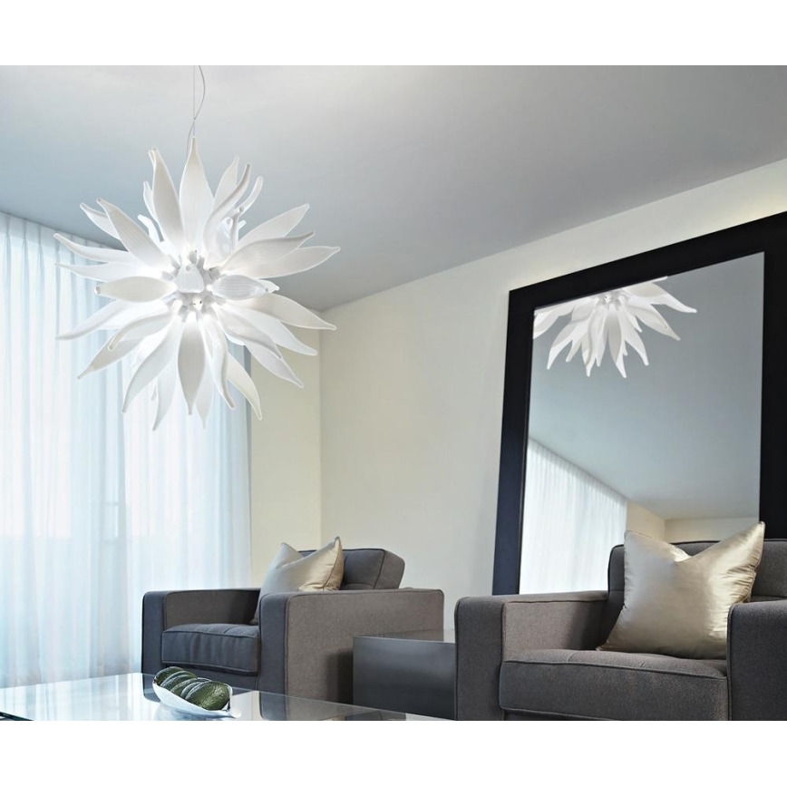 Ideal Lux - LED Пендел LEAVES 12xG9/3W/230V Ø 80 см бял