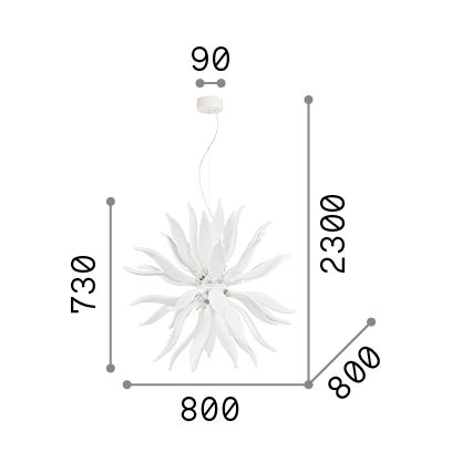 Ideal Lux - LED Пендел LEAVES 12xG9/3W/230V Ø 80 см бял