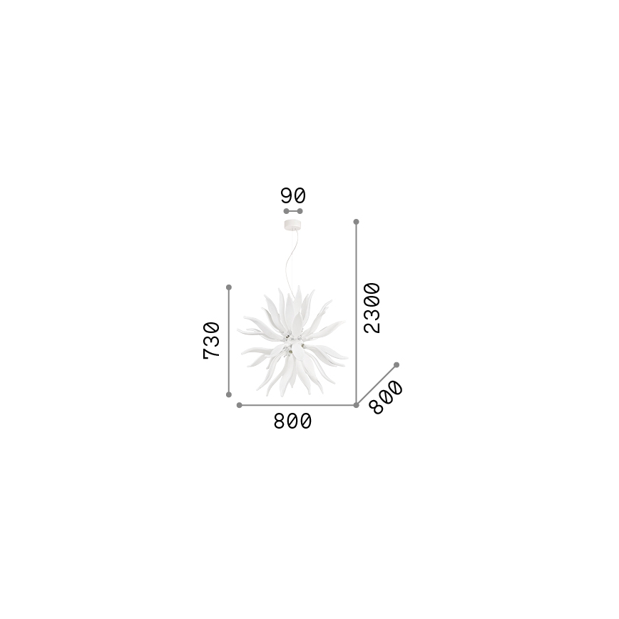 Ideal Lux - LED Пендел LEAVES 12xG9/3W/230V Ø 80 см бял