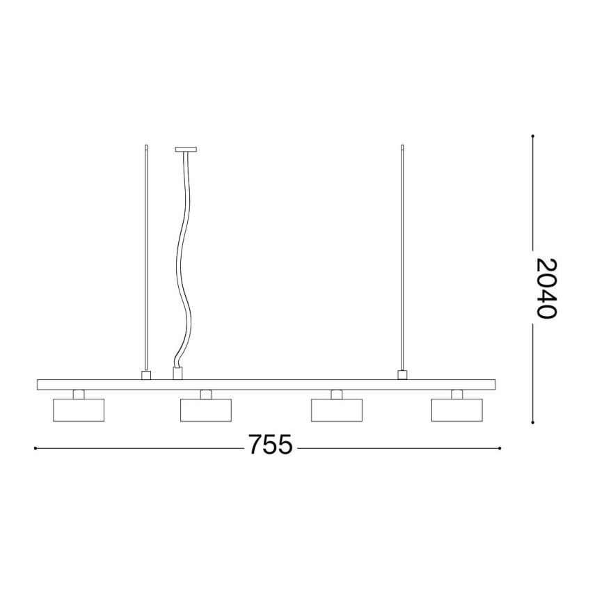 Ideal Lux - LED Пендел MINOR 4xGX53/9W/230V 75,5 см черен