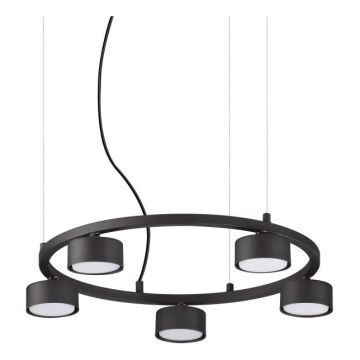 Ideal Lux - LED Пендел MINOR 5xGX53/9W/230V Ø 50 см черен