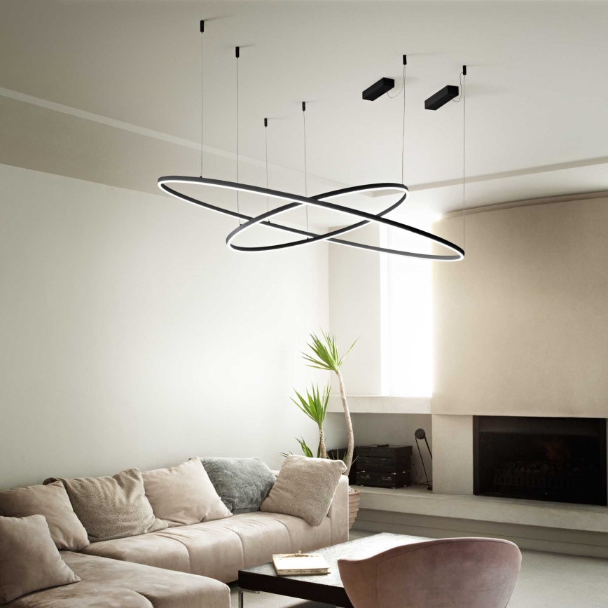 Ideal Lux - LED Пендел ORACLE LED/89W/230V 3000K Ø 150 см черен