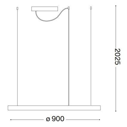 Ideal Lux - LED Пендел ORACLE SLIM LED/53W/230V 2700K Ø 90 см черен