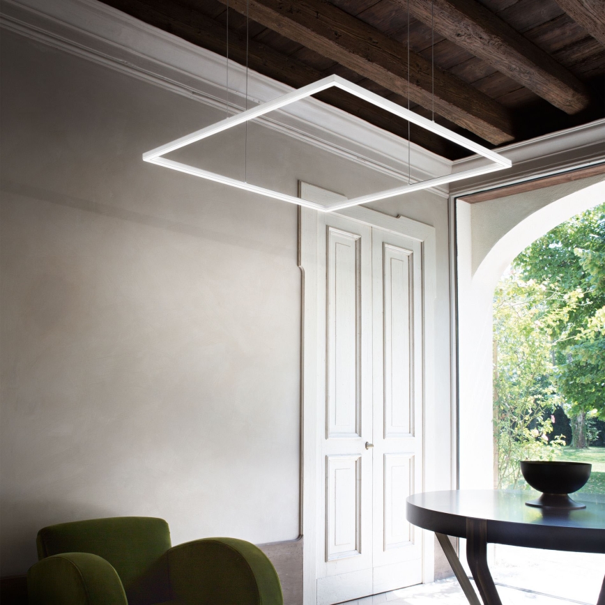 Ideal Lux - LED Пендел ORACLE SLIM LED/53W/230V 3000K 90x90 см бял