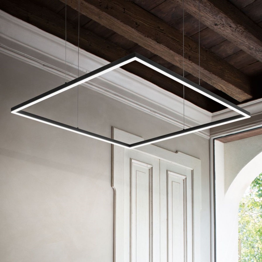 Ideal Lux - LED Пендел ORACLE SLIM LED/53W/230V 3000K 90x90 см черен