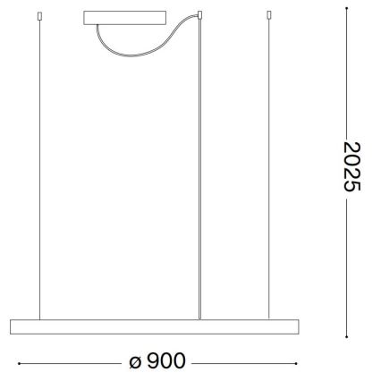 Ideal Lux - LED Пендел ORACLE SLIM LED/55W/230V 4000K Ø 90 см черен