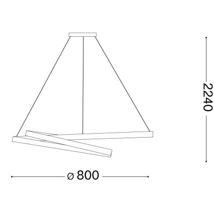 Ideal Lux - LED Пендел OZ LED/52W/230V Ø 80 см CRI 90 черен